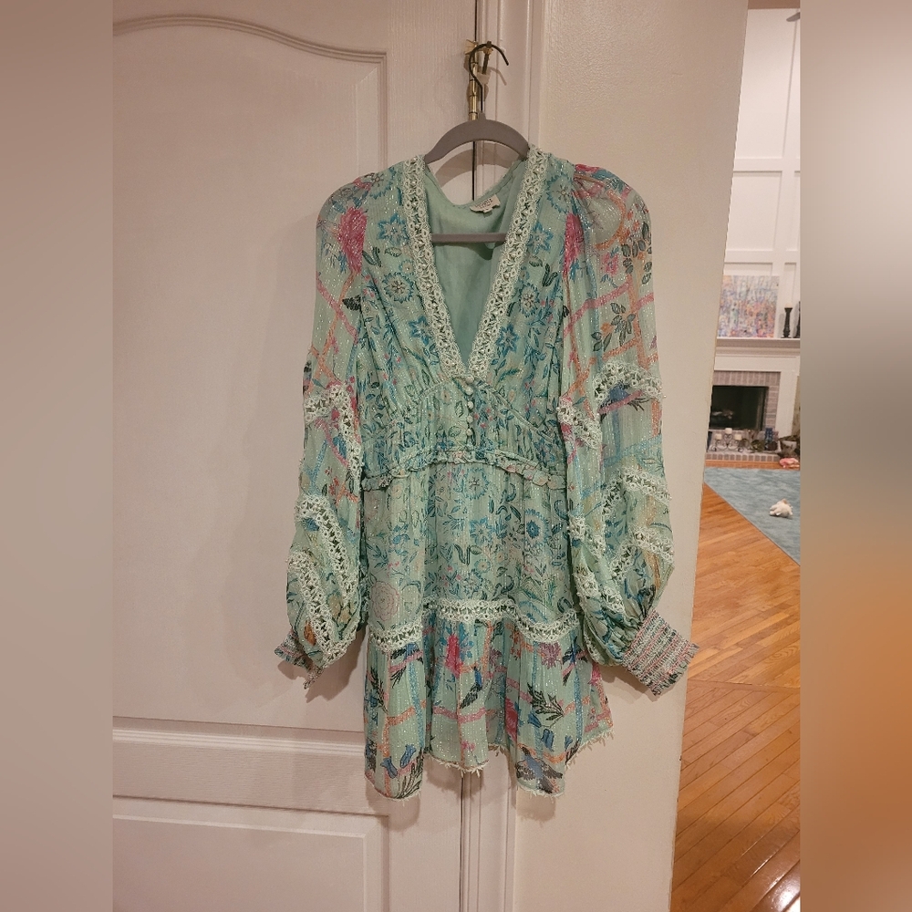 Hemant & Nadita seafoam green dress, medium size